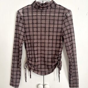 NEW Topshop at ASOS Checkered Mesh Shirt